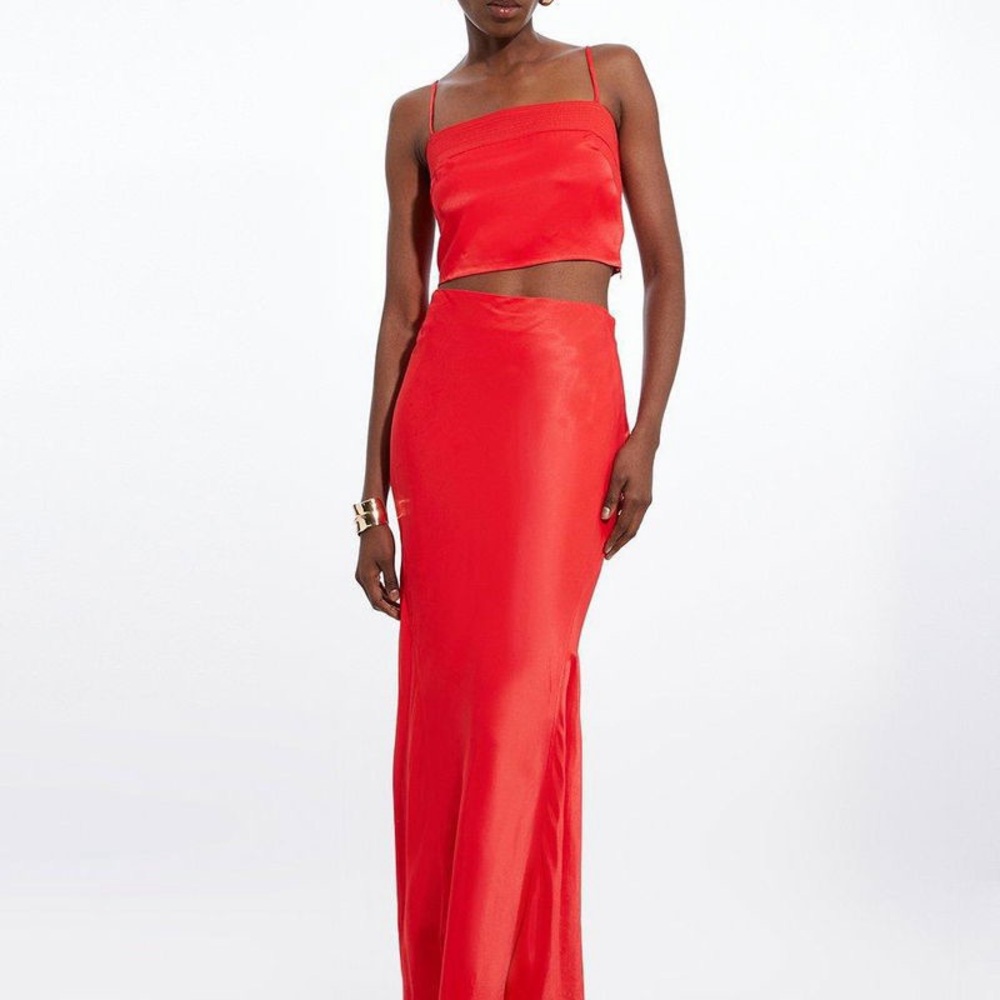 Karen Millen Satin Top and Skirt Set